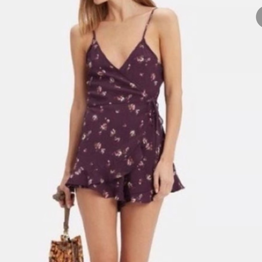 Flynn Skye Scarlet floral print faux wrap romper XS